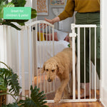 Summer Infant Extra Tall & Wide Safety Pet and Baby Gate, 29.5"-53" Wide, 38" Tall, Pressure or Hardware Mounted, Install on Wall or Banister in Doorway or Stairway, Auto Close Walk-Thru Door - White