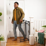 Ingenuity Multi-Use Decorative Extra Tall Walk-Thru Baby Gate, Fits Openings 28.5-48 Inch (Pack of 1), Black Metal, for Doorways and Stairways, 36' Tall Baby and Pet Gate, Black, One Size