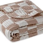 Ultra Soft Muslin Baby Blanket,A Versatile Swaddle and Bed Blanket for Babies, Toddlers, Boys, and Girls (1 Coffee Checkered 1 Pack).