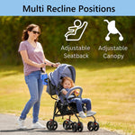 Dream On Me Vista Moonwalk Baby Stroller in Blue, Lightweight Infant Stroller with Compact Fold, Multi-Position Recline Umbrella Stroller with Canopy, Extra Large Storage and Cup Holder