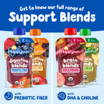 Happy Baby Digestive Support Blends, Organic Stage 2 Baby Food with Prebiotic Fiber, Pear, Blueberries, Strawberries & Oats, 4 Ounce Pouch (Pack of 16)