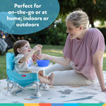 Nuby Easy Go Pop-Up Booster Seat with Removable Tray - 6+ Months - Portable Booster Seat for Floor for Indoor/Outdoor Use - 3-Point Safety Adjustable Straps - Includes Travel Bag - Chevron