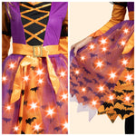 Spooktacular Creations Girls Witch Costume, Light Up Starry Witch Dress with Hat and Broom for Kids, Toddler Halloween Dress Up, Role Play (3T (3-4 yr))