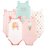 Hudson Baby Unisex Baby Cotton Sleeveless Bodysuits, Ice Cream, 0-3 Months