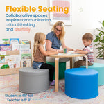 ECR4Kids SoftZone Foam Ottoman Set, Round, Flexible Seating, Contemporary, 4-Piece