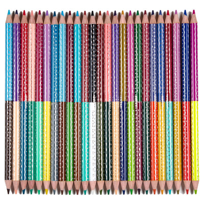 piece & love eeBoo Double-Sided Colored Pencils - Cecilia's - 25pc - 50 Color Set, Silver Foil Design, Floral Storage Tube, Artist-Quality, Adults
