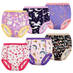 MooMoo Baby Potty Training Underwear for Girls Absorbent Cotton Training Pants Washable and Reusable 2T-7T 6 Packs