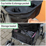 Summer by Ingenuity 3D Mini Convenience Stroller – Lightweight Stroller with Compact Fold, Multi-Position Recline, Canopy with Pop Out Sun Visor and More – Umbrella Stroller for Travel, Pink