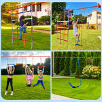 50ft Ninja Warrior Obstacle Course for Kids with Swing, Ninja Course for Kids Outside with 11 Accessories--Trapeze Swing, Climbing Net, Rope Ladder, Outdoor Playset with Monkey Bars