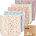 KeaBabies Cotton Muslin Burp Cloths Baby Boy, Girl - 5-Pack Soft & Absorbent Burping Cloth for Babies, Large Baby Towels & Washcloths for Newborn, Spit Up Rags, No Shrink, 20x10 (Bloom)