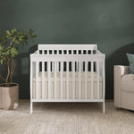 Dream On Me Aden 4-in-1 Convertible Mini Baby Crib in White, GreenGuard Gold & BSA, Sustainable Pinewood, Non-Toxic Finish, 3 Mattress Heights, Converts to Mini Day & Twin-Size Bed
