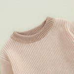 fhutpw Newborn Infant Baby Girl Boy Knit Sweater Crewneck Pullover Long Sleeve Chunky Sweater Toddler Fall Winter Clothes (Cream + Light Khaki, 0-3 Months)
