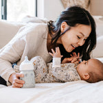 Lifefactory 8-Ounce Wide Neck Glass Baby Bottle with Protective Silicone Sleeve and Stage 2 Nipple, Stone Grey (LG2211WCG4)