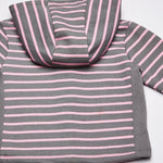 Hanes, Zippin Soft 4-way Stretch Fleece Hoodie, Babies and Toddlers, Steel/Pink Stripe, 12-18 Months