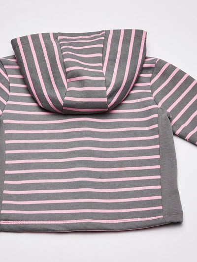 Hanes, Zippin Soft 4-way Stretch Fleece Hoodie, Babies and Toddlers, Steel/Pink Stripe, 12-18 Months