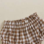 Toddler Baby Boy Girl Shorts Cotton Linen Plaid Bloomers Shorts Newborn Harem Shorts Bottoms (Khaki, 3-6 Months)