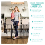 Regalo Safety 56-74.5" Super Wide Baby Gate for Doorways & Open Spaces, Wall Mounted Configurable Safety Gate with Walk-Through Door for Babies, Toddlers & Pets, Black