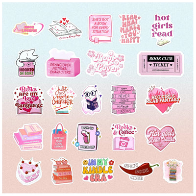 Eoaod 200 PCS Book Stickers for Kindle, Bookish Sticker Pack for Laptop, Journal, Ebook Readers, Cute Vinyl Decals for Book Lovers, Booktok, Water Bottles, Waterproof & Durable, Romance