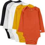 HonestBaby baby-boys 5-pack Long Sleeve Bodysuits One-piece 100% Organic Cotton for Infant Baby Boys