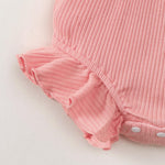 Renotemy Newborn Infant Baby Girl Clothes 0-3 Months Baby Girl Summer Outfit Infant Cotton Linen Romper Coming Home Newborn Essentials Outfits Gifts Pink Lace Sleeve Bodysuit Jumpsuit with Headband