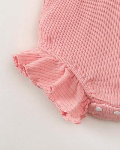 Renotemy Newborn Infant Baby Girl Clothes 0-3 Months Baby Girl Summer Outfit Infant Cotton Linen Romper Coming Home Newborn Essentials Outfits Gifts Pink Lace Sleeve Bodysuit Jumpsuit with Headband