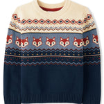 Gymboree,Boys,and Toddler Long Sleeve Crew Neck Pullover Sweater,Fox Fairisle,12