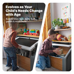 Step2 Harmony Toy Storage Box, Kids Toy Storage Bin with Chalkboard Lid, Easel & Toy Organizer in One, Made of Durable Plastic, For Toddlers 2+ Years Old, Sage Gray