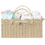 HBlife Large Baby Diaper Caddy, Paper Rope Storage Baskets Nursery Bin with Removable Divider, Portable Car Organizer for Diapers, Baby Shower Gifts, Newborn Essentials Must Haves