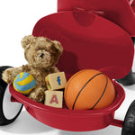 Radio Flyer Deluxe Steer & Stroll Trike, Red, for Kids 2-5, 2-in-1 Parent Steer Tricycle, Removable Push Handle, Adjustable Seat, Steel Frame, Covered Storage Bin, Tricycle for Toddlers and Kids