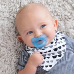 Chicco PhysioForma Silicone Orthodontic Pacifier for Babies 0-6m, One-Piece 100% Soft Silicone, Supports Breathing, Satin-Textured Nipple, Included Sterilizing Case, BPA Free, 2-Pack, Light Blue/Green