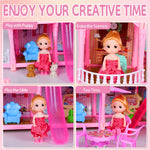 OCTERIC Doll House for Girls ,10 Rooms Pink Doll House with Dolls Figure, Puppies ,Furnitures, Accessories, LED Light, Toddler Playhouse Gift for for 3 4 5 6 7 8 9 10 Year Old Girls Toys