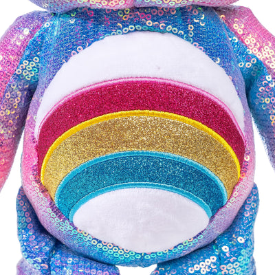 Care Bears Sequin Plush, Cheer Bear Plushie for Ages 4+ Perfect Stuffed Animal, Super Soft and Cuddly – Good for Girls and Boys, Employees, Collectors, Great Valentines Day Gift for Kids