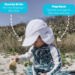SwimZip Sun Hat with Neck Flap | UPF 50+ Protection for Baby, Toddler, and Kids White