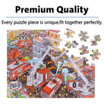 LELEMON Puzzles for Kids Ages 4-8,Fire Fighting 100 Piece Puzzles for Kids,Educational Kids Puzzles Jigsaw Puzzles in a Metal Box,Children 100 Piece Puzzle Games Puzzle Toys for Girls and Boys