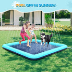 97'' Splash Pad for Dogs, Non-Slip Sprinkler for Kids, Square Splash Pad for Kids Ages 4-8, Splash Pads for Toddlers 1-3, Dog Sprinkler Shallow Pool, Outdoor Water Toys for Backyard, Teal