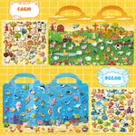 Kalysky 6Set Puffy Sticker Books for Kids 2-4, 3D Reusable Stickers Books for Toddlers 1-3 2-4,Farm+Animal+Dinosaurs+Ocean World+Space+Vehicle