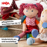 HABA Lilli-Lou 12" Soft Doll with Pink Hair in Pigtails, Blue Eyes & Embroidered Face, Machine Washable Baby Doll for Ages 18 Months+