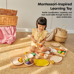 PlanToys® Pretend Play Wooden Tableware Set for Kids | 16-Piece Montessori Kitchen Toy Set with Plates, Cups, Bowls & Utensils | Eco-Friendly, Non-Toxic Toy for Toddlers & Preschoolers