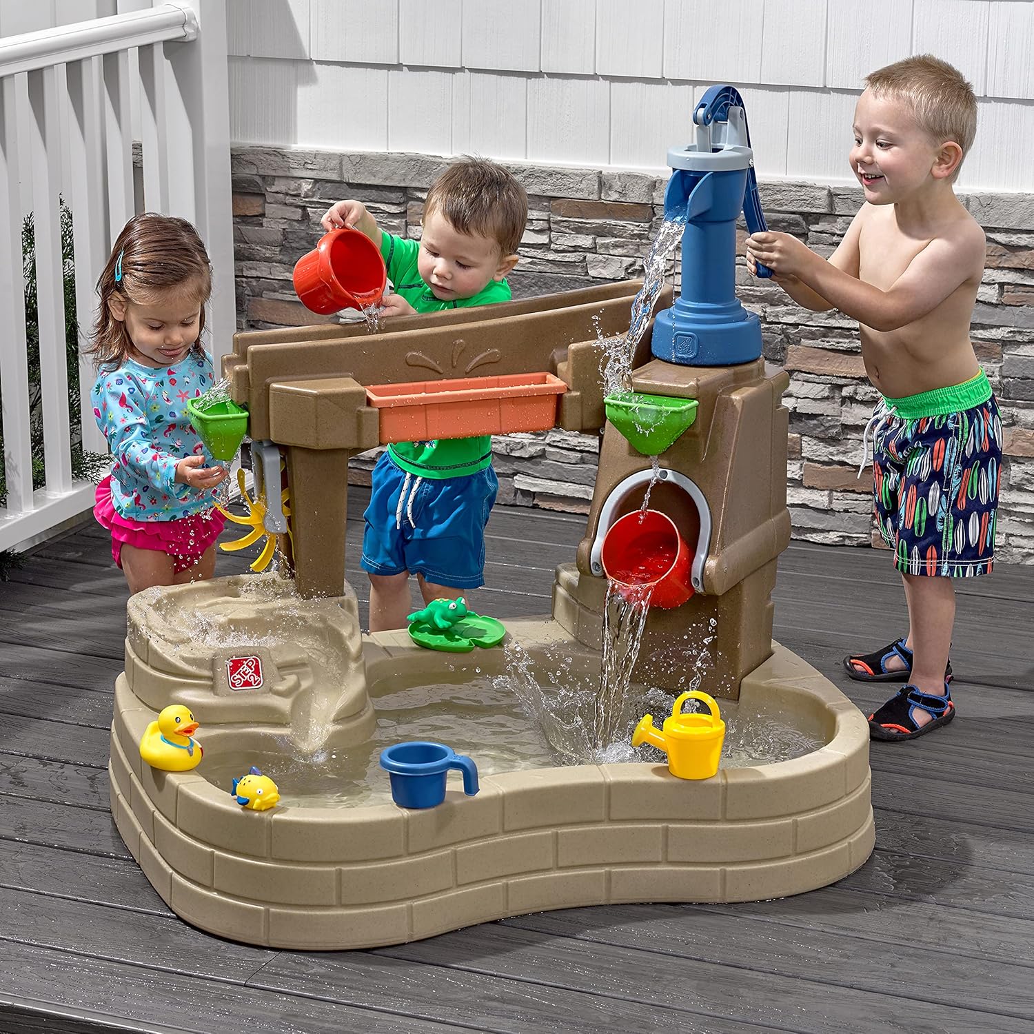 Step 2 Pump & Splash Discovery Pond Water Table, Kids Water Sensory Activity Pool, Summer Outdoor Toys, 10 Piece Toy Accessories, For Toddlers 2+ Years Old