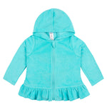 Gerber Baby Girls Toddler Zipper Hoodie Terry Swimsuit Swimwear Cover Up, Aqua, 0-3 Months US