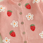 Infant Baby Girl Cardigan Sweaters Toddler Floral Embroidery Button Up Knit Tops Fall Winter Knitwear Clothes