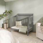 Dream On Me Chelsea 5-in-1 Convertible Full-Size Baby Crib in Steel Grey, GreenGuard Gold & BSA, Pinewood, 4 Mattress Heights, Converts to Toddler, Day & Full-Size Bed, Modern Classic Nursery