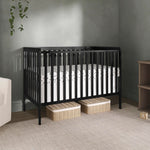 Dream On Me Synergy 5-in-1 Convertible Full-Size Baby Crib with Toddler, Day & Full Bed Conversion in Black, GreenGuard Gold & BSA, 3 Mattress Heights, Sustainable Pinewood