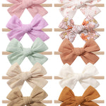 doboi 10PCS Baby Headbands Girls Hair Bows Nylon Linen Hairbands Handmade Hair Accessories for Newborn Infant Toddlers Little Girl and Kids