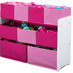 Delta Children Deluxe Multi-Bin Toy Organizer with Storage Bins, White/Pink Bins