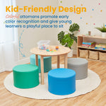ECR4Kids SoftZone Foam Ottoman Set, Round, Flexible Seating, Contemporary, 4-Piece