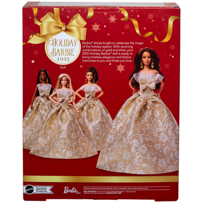 Barbie JBH97 Holiday Barbie Long Hair Signature Black Pretend Doll House Pretend Play 6 Years Old and Up Gold