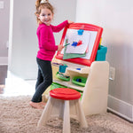 Step2 Flip & Doodle Easel Desk With Stool, Kids 2 in 1 Activity Table, Art Board, Made of Durable Plastic, For Toddlers 2+ Years Old