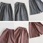 Ashmyova Casual Pants for Boys Girls Classic Linen Cotton Stripe Elastics Waist Spring Autumn Trousers Kids Long Pants 2Pcs Grey/Coffee Size 2-3T