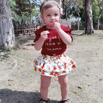 Mioglrie Newborn Baby Girl Clothes Romper Shorts Set Summer Clothes Floral Infant Girl Clothes Ruffle Clothing Wine Red Baby Girl Clothes 3-6 Months